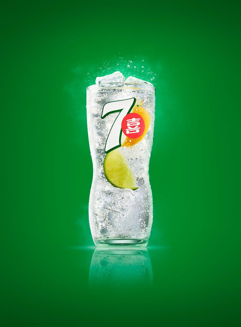 7up production glass cold advertising 3d